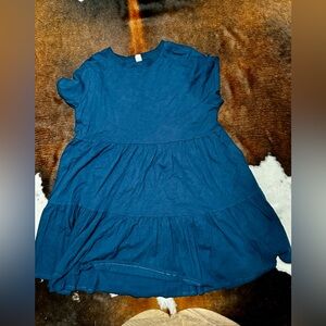 Teal, short sleeve babydoll dress